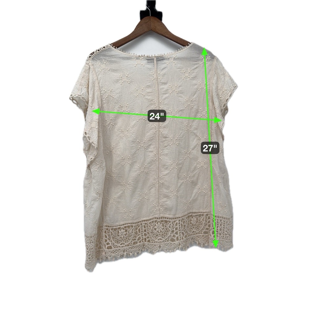 Lane Bryant Crochet Lace Top 14 Boho Cottagecore Romantic Festival Spring - Picture 9 of 9